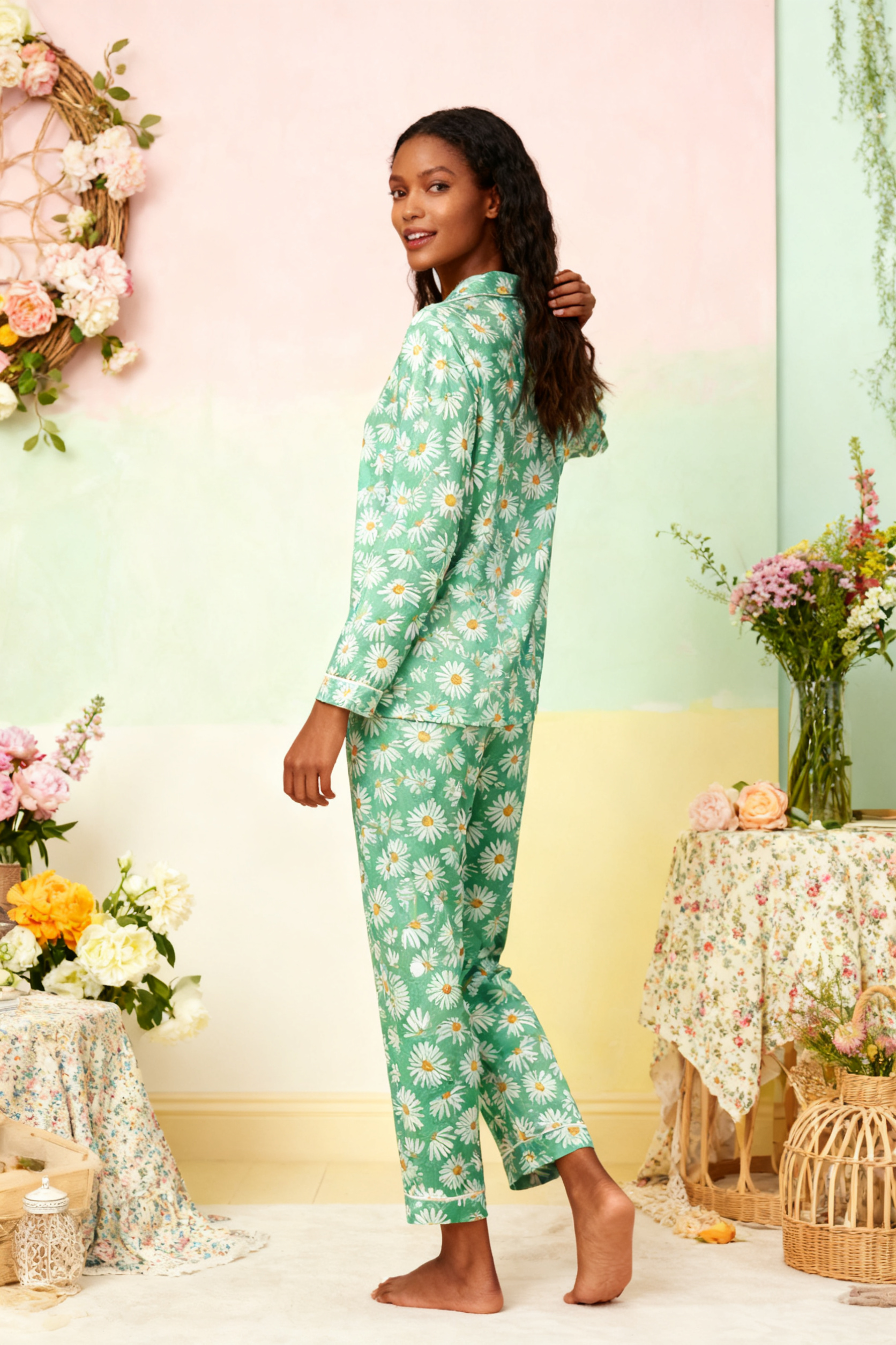 Green Field Daisy Pajamas - My Store