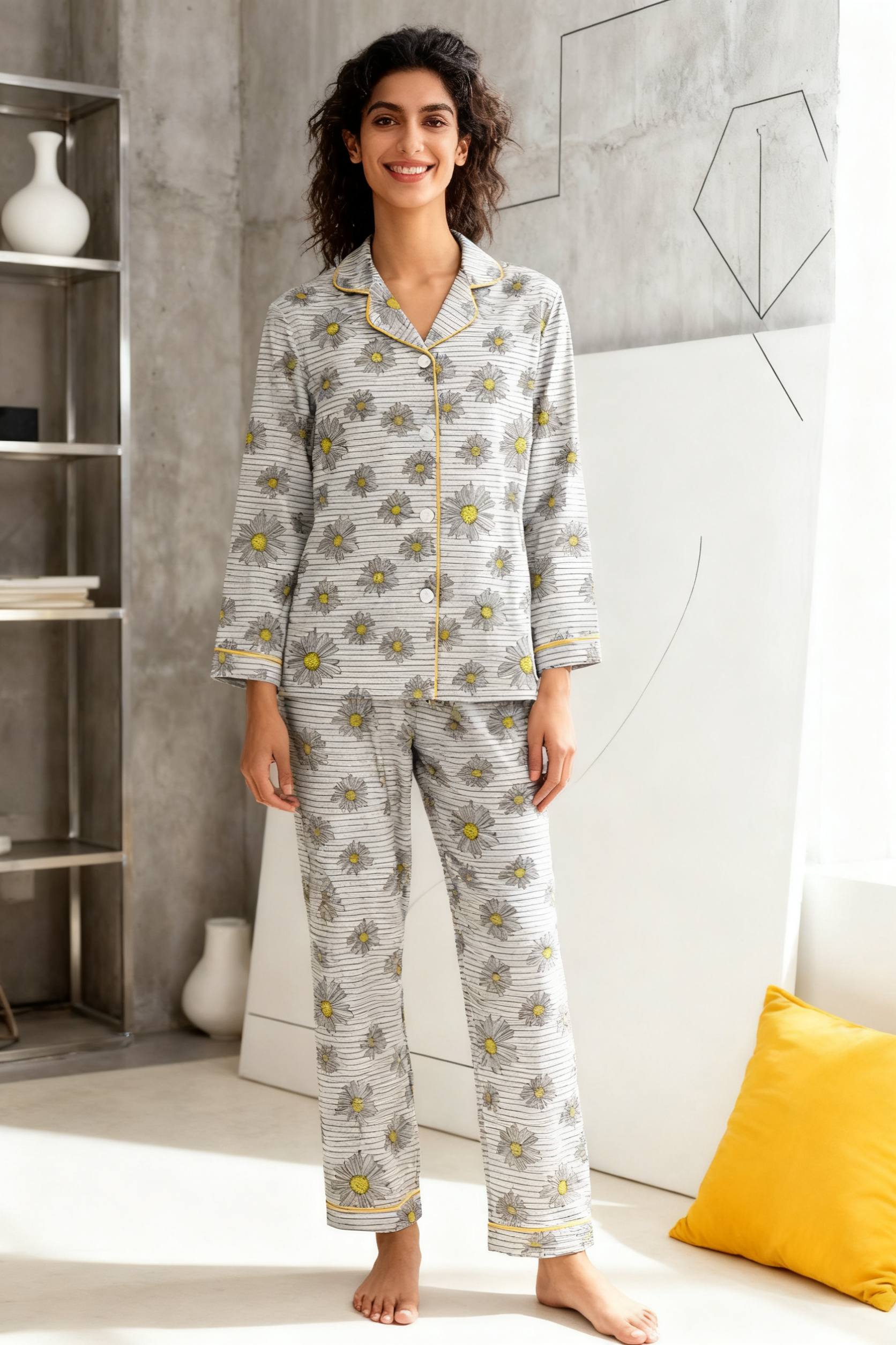 Simple Gray Daisy Dream Pajamas - My Store