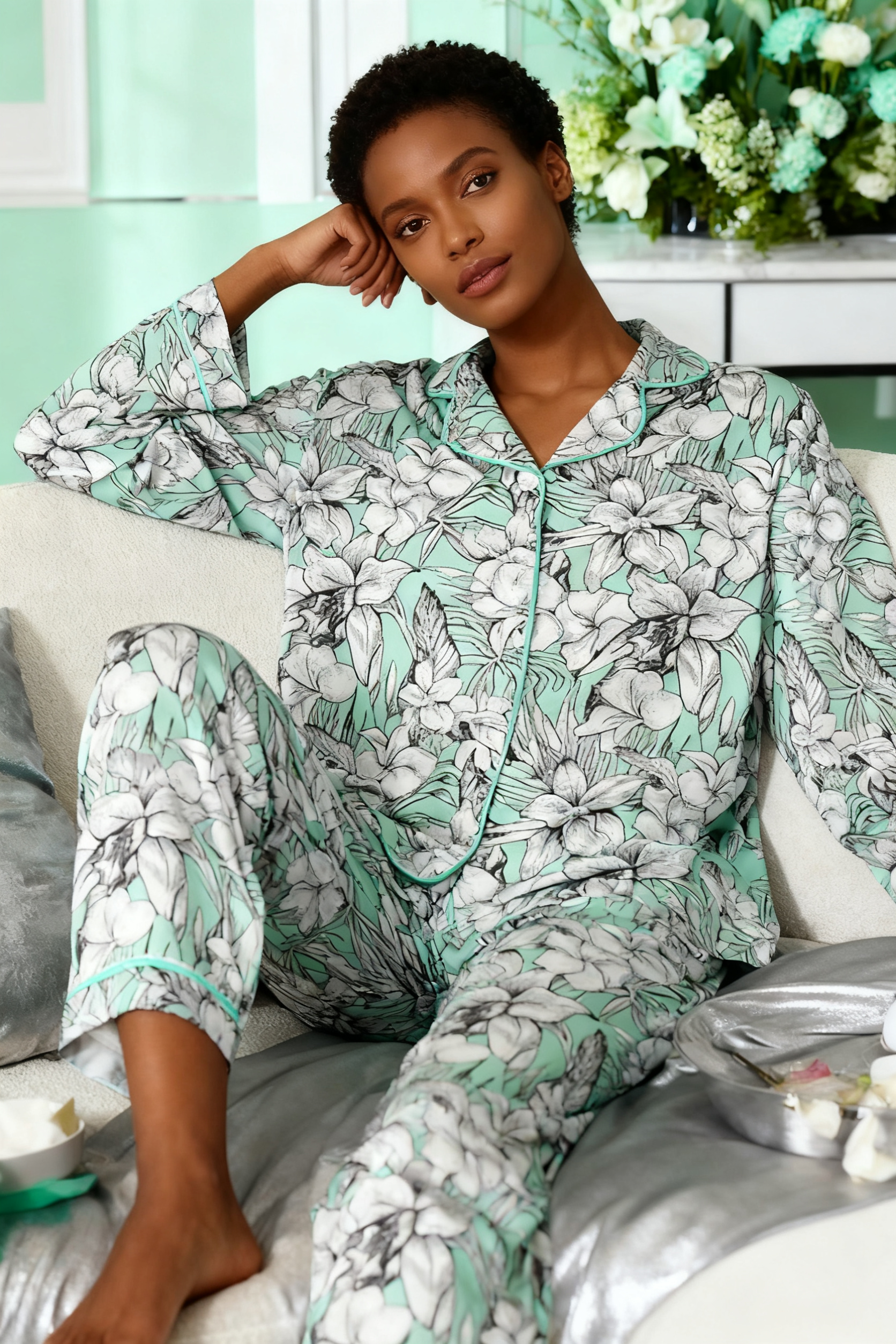 Verdant Floral Realm Pajamas - My Store