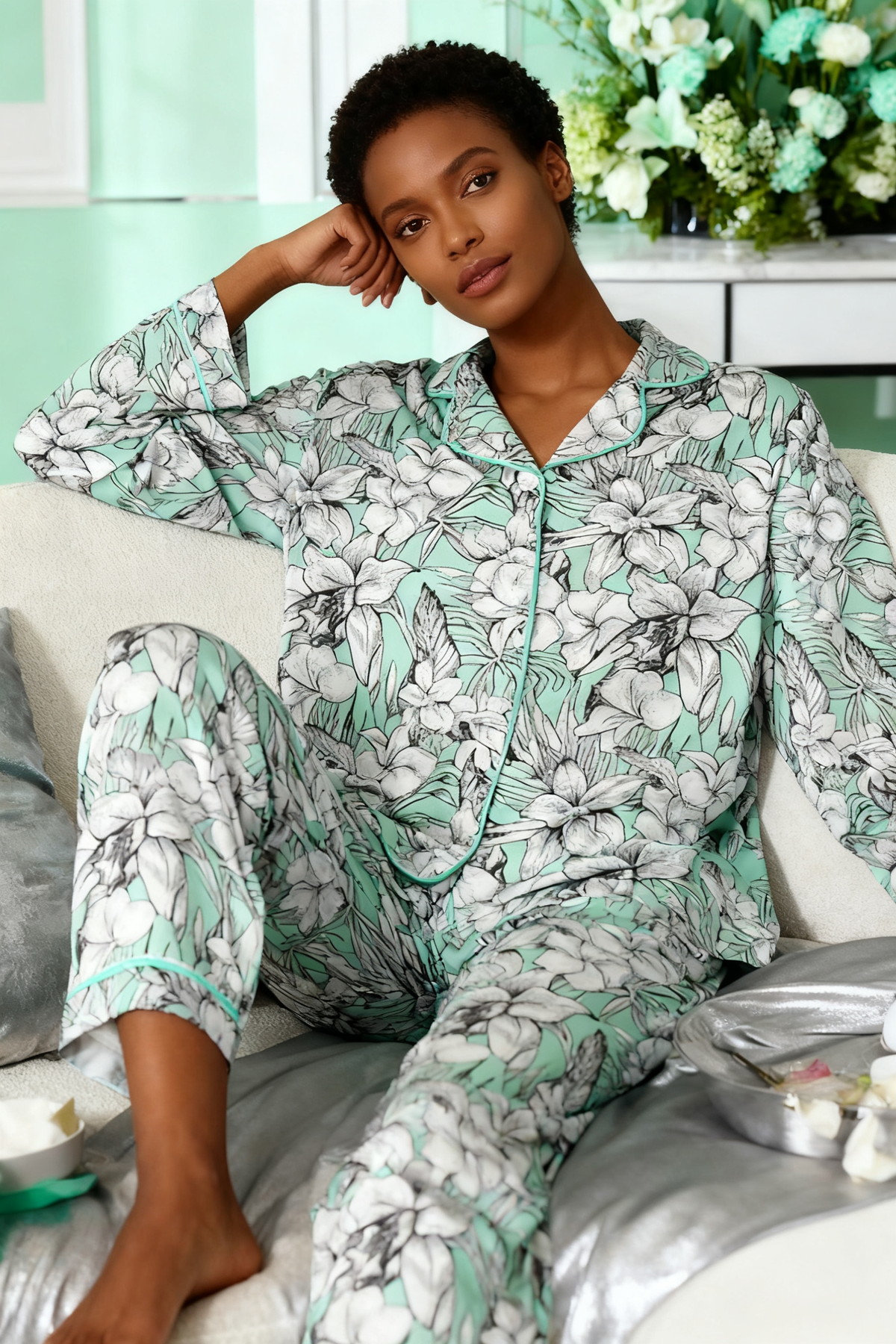 Verdant Floral Realm Pajamas - My Store