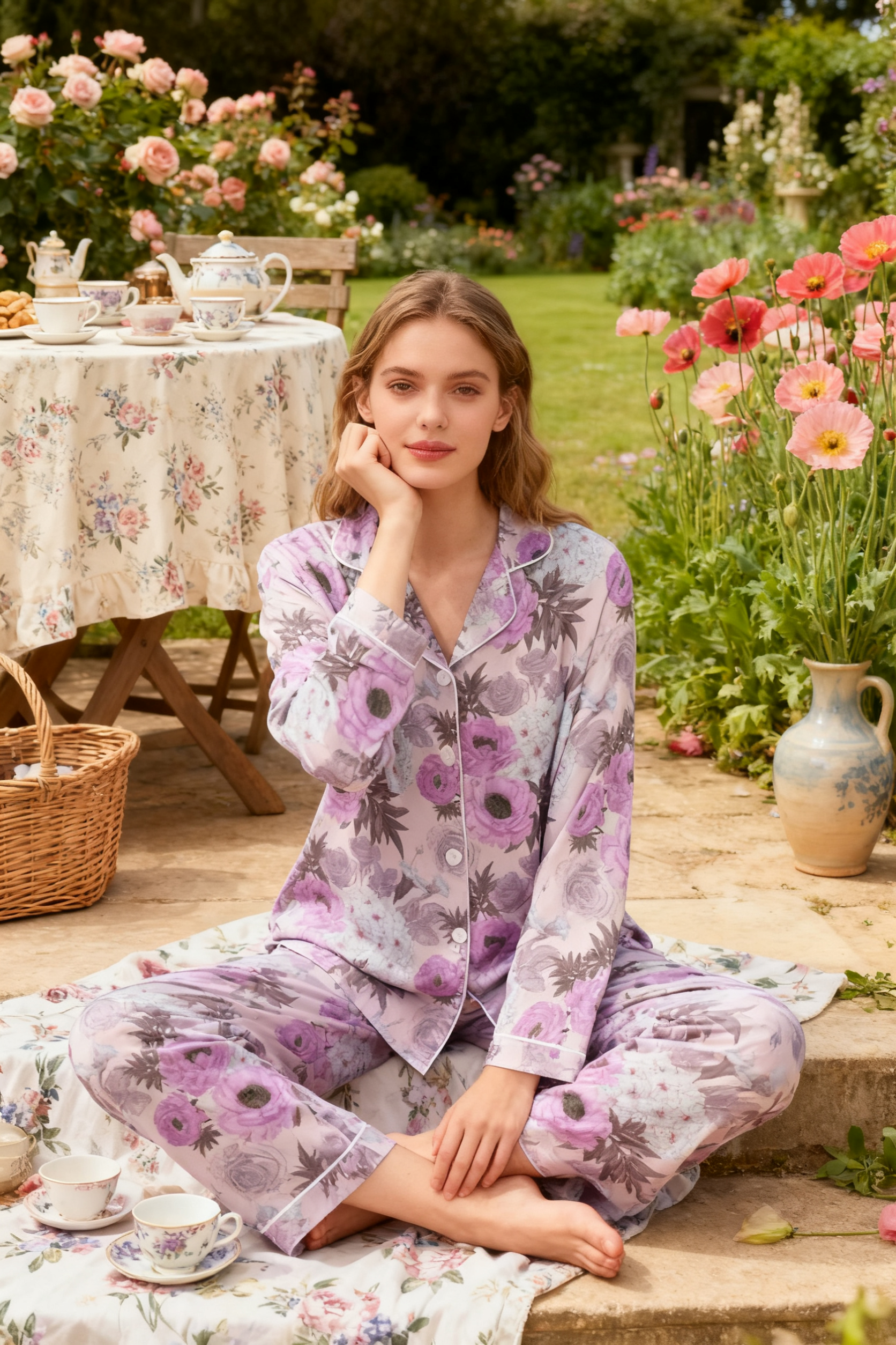Soft Pink Floral Charm Pajamas - My Store